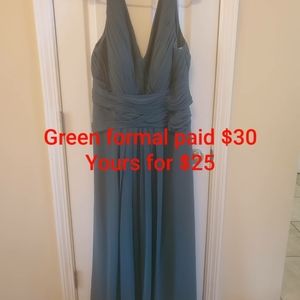 Green formal sleeveless A-line